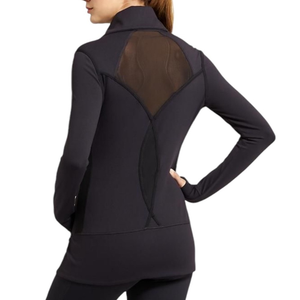 Athleta Blissout Jacket Small Black Moto Asymmetrical Thumbholes Pockets - Picture 4 of 15